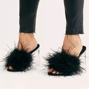 New Jeffrey Campbell Daisy Boa Feather Heels